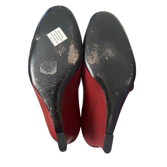 Gucci EUR 41 Wedge Heels Round Toe Deep Red Career Comfort GG Emblem - Picture 14 of 16